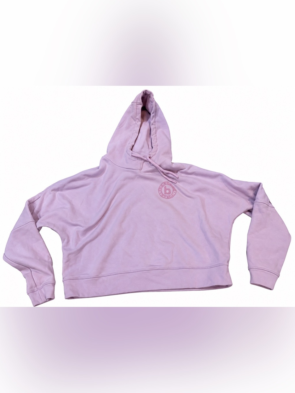 Lilac Cropped Hoodie with Chest Emblem burn boot camp